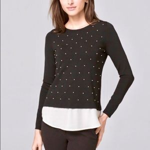 White House Black Market Pearl-Front Sweater